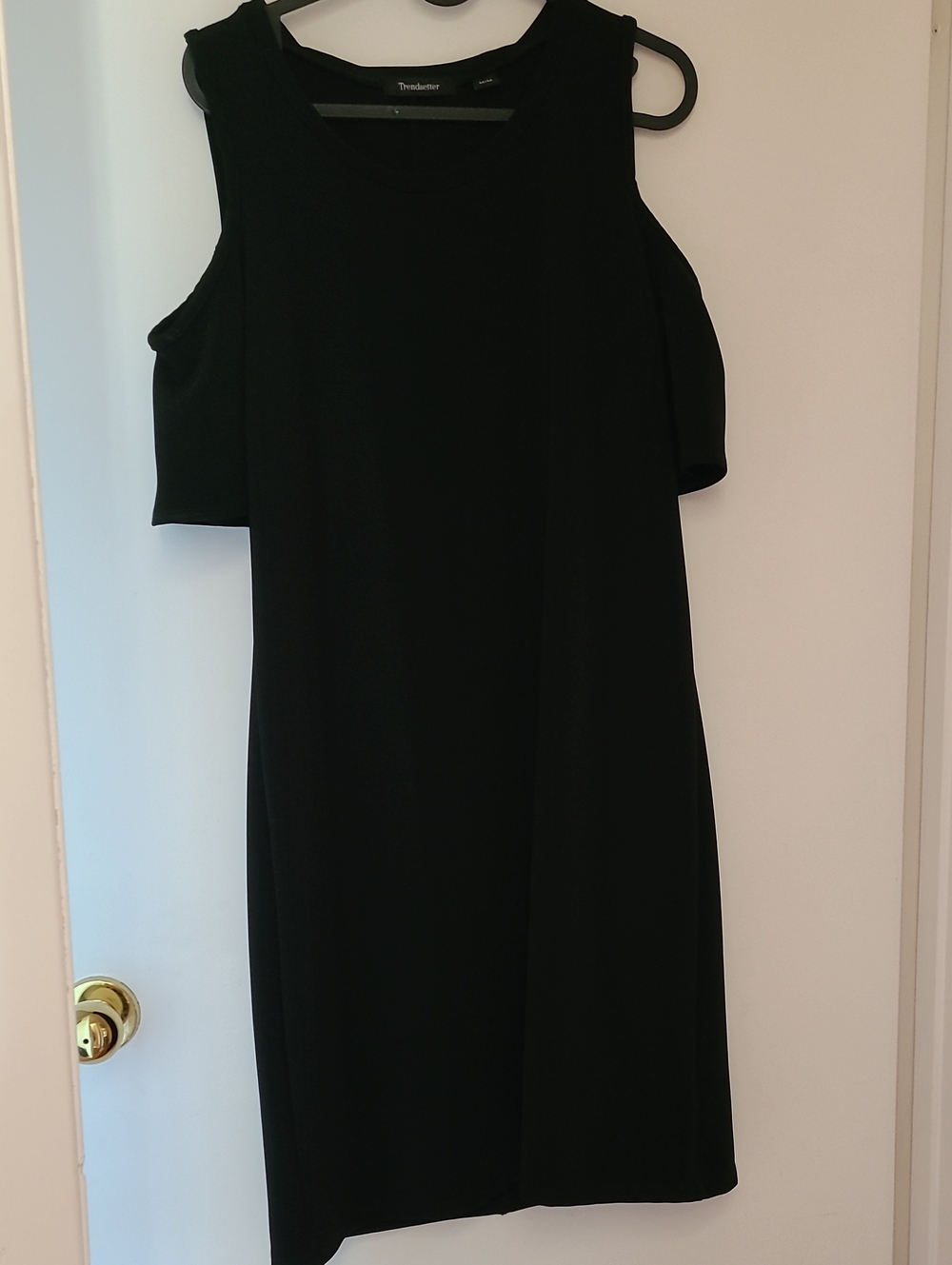 Black Cold-Shoulder Shift Dress